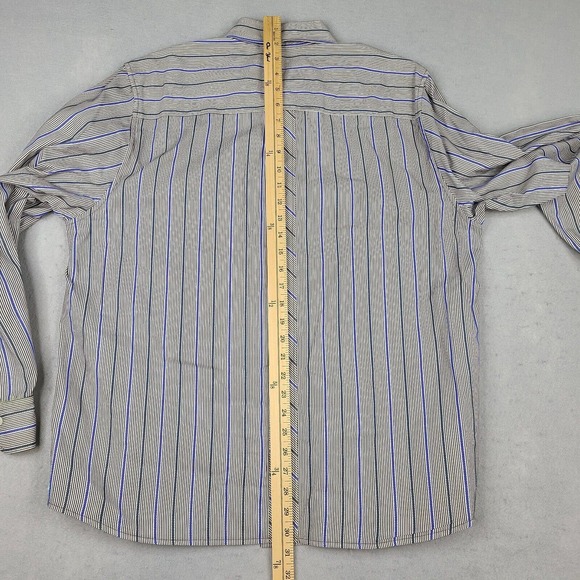Tommy Bahama Shirt Men's Large White‎ Black Blue Striped Long Sleeve Button Down - Picture 10 of 11